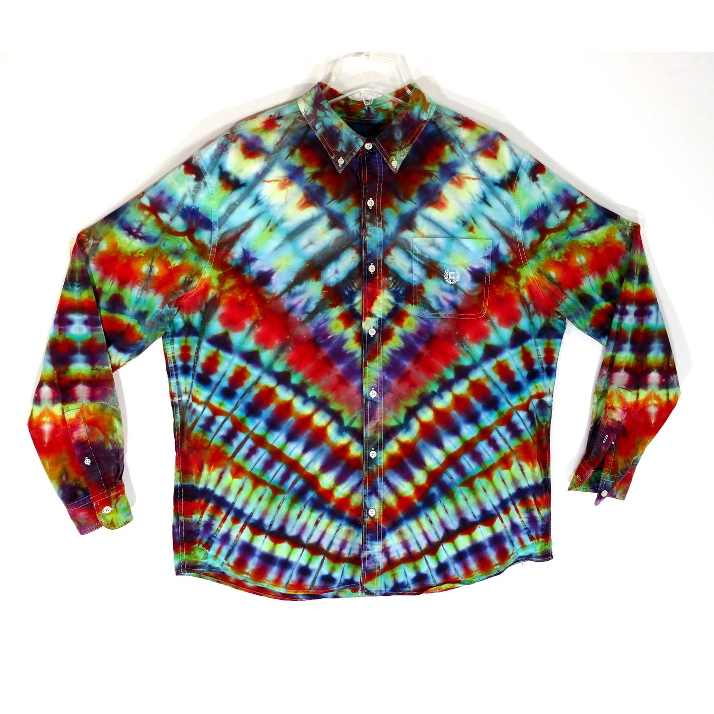 2XL CHAPS BUTTON DOWN TIE DYE SHIRT