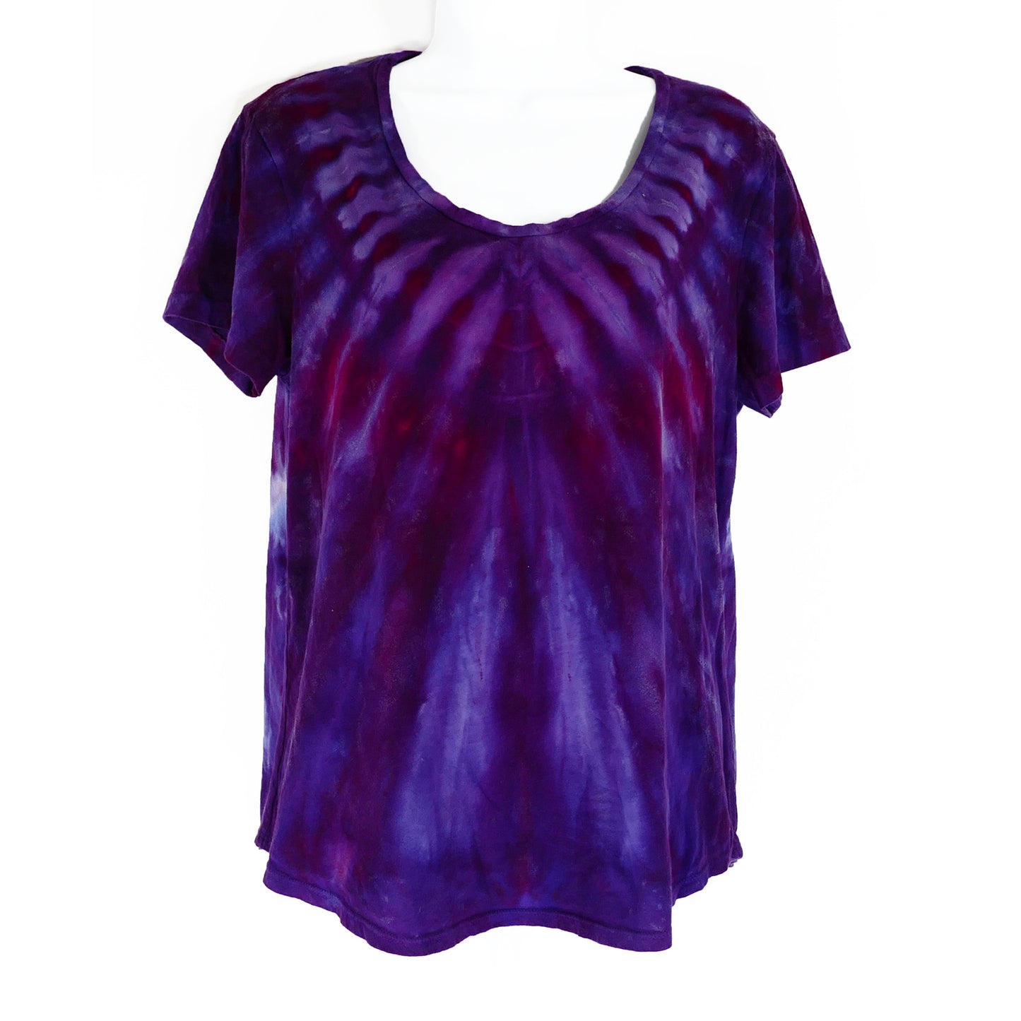 LARGE SCOOP NECK Tie Dye Tee: PURPLE FLOW
