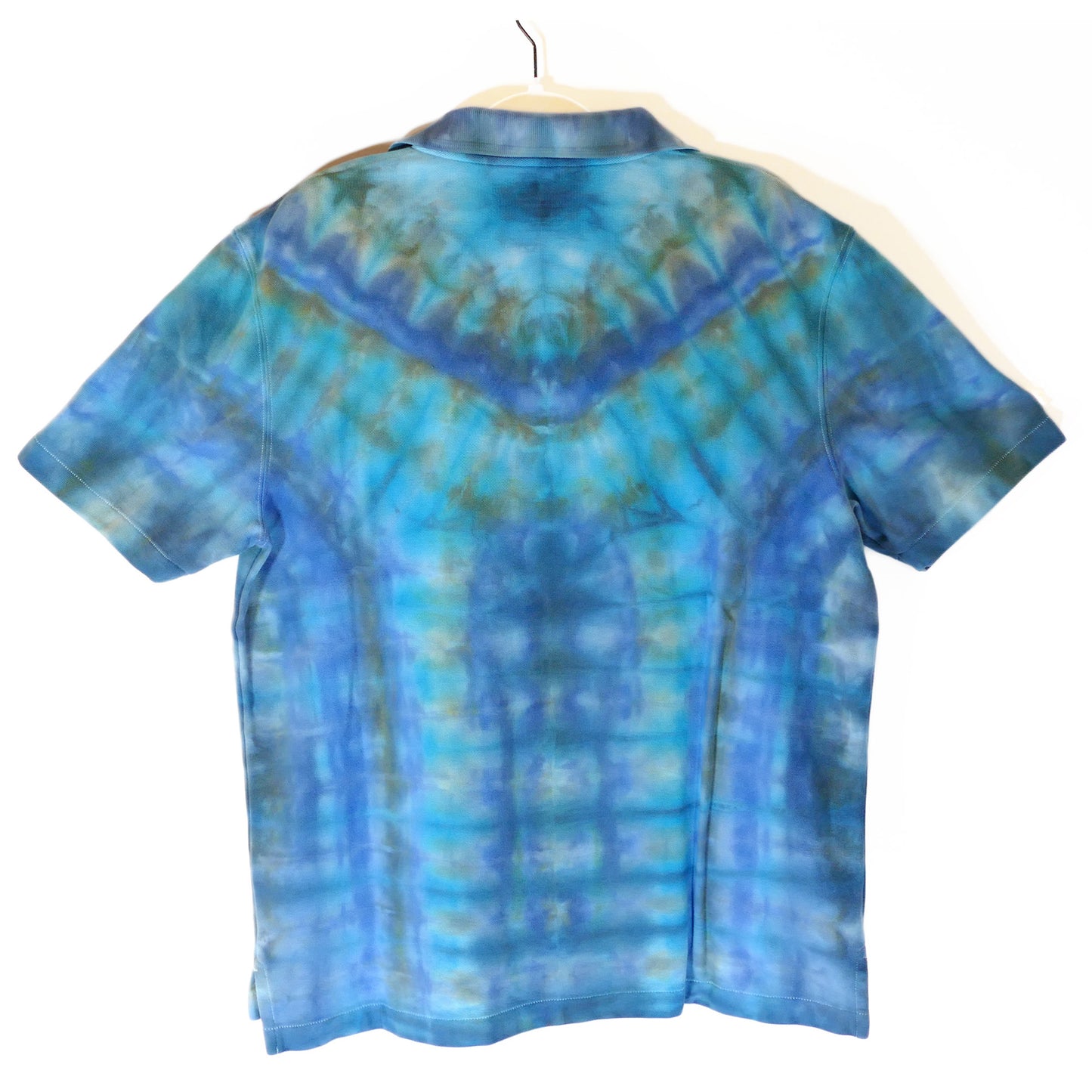 Tie Dye Blue Polo Shirt with pocket: LL Bean Large