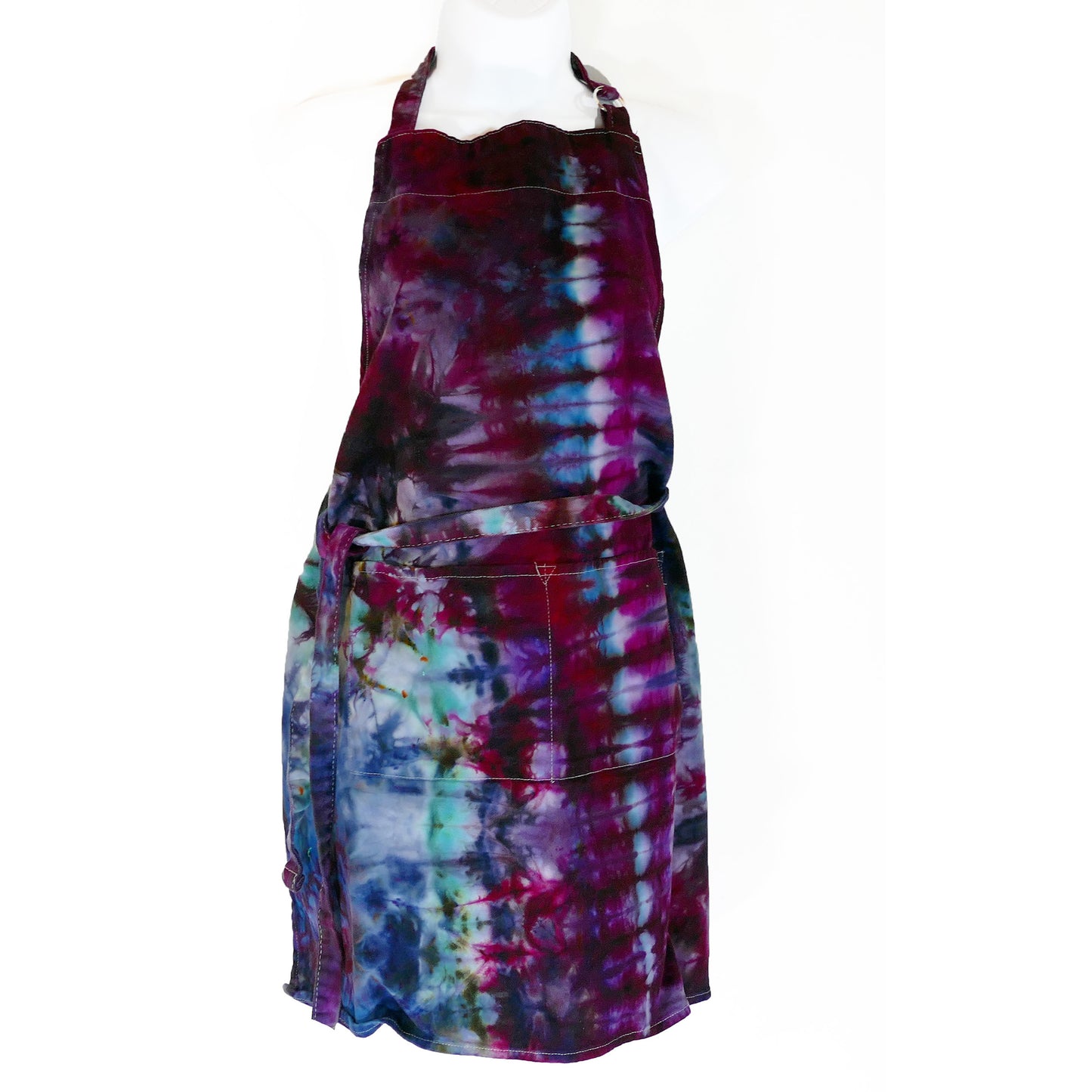 TIE-DYED APRON 2 pockets PURPLES and BLUES