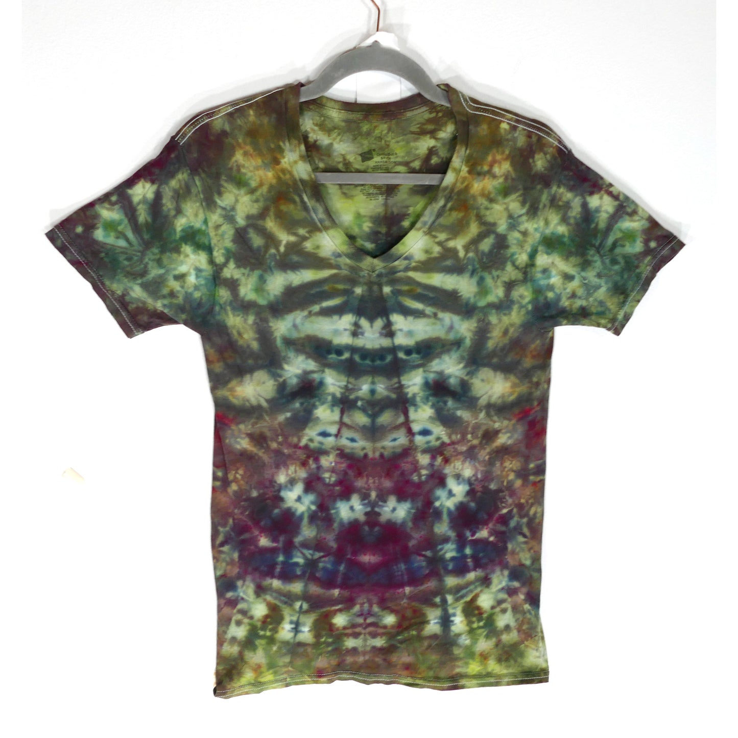 SMALL VEE NECK Tie Dye Tee Shirt: Camo greens!