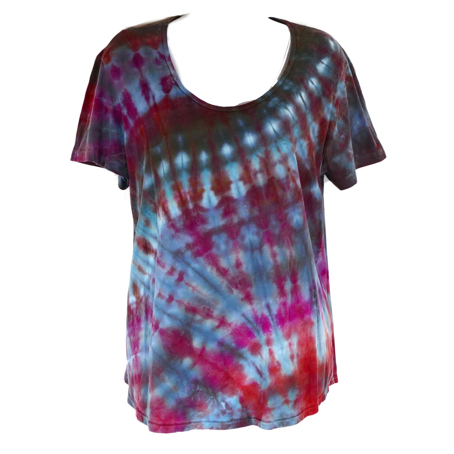 XL SCOOP NECK TEE: Reds & Blues