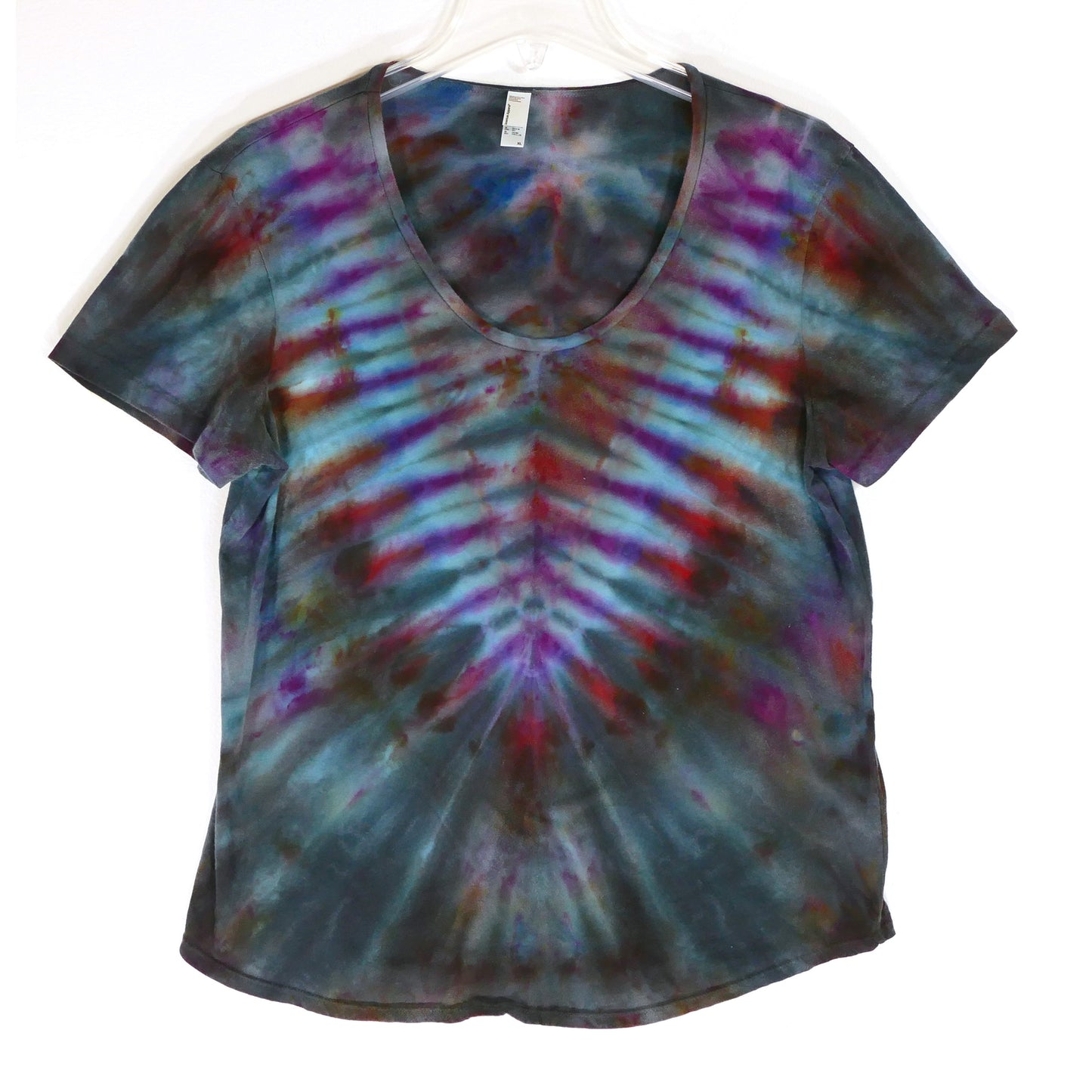 XL SCOOP NECK Tie Dye Tee: Touch of Grey