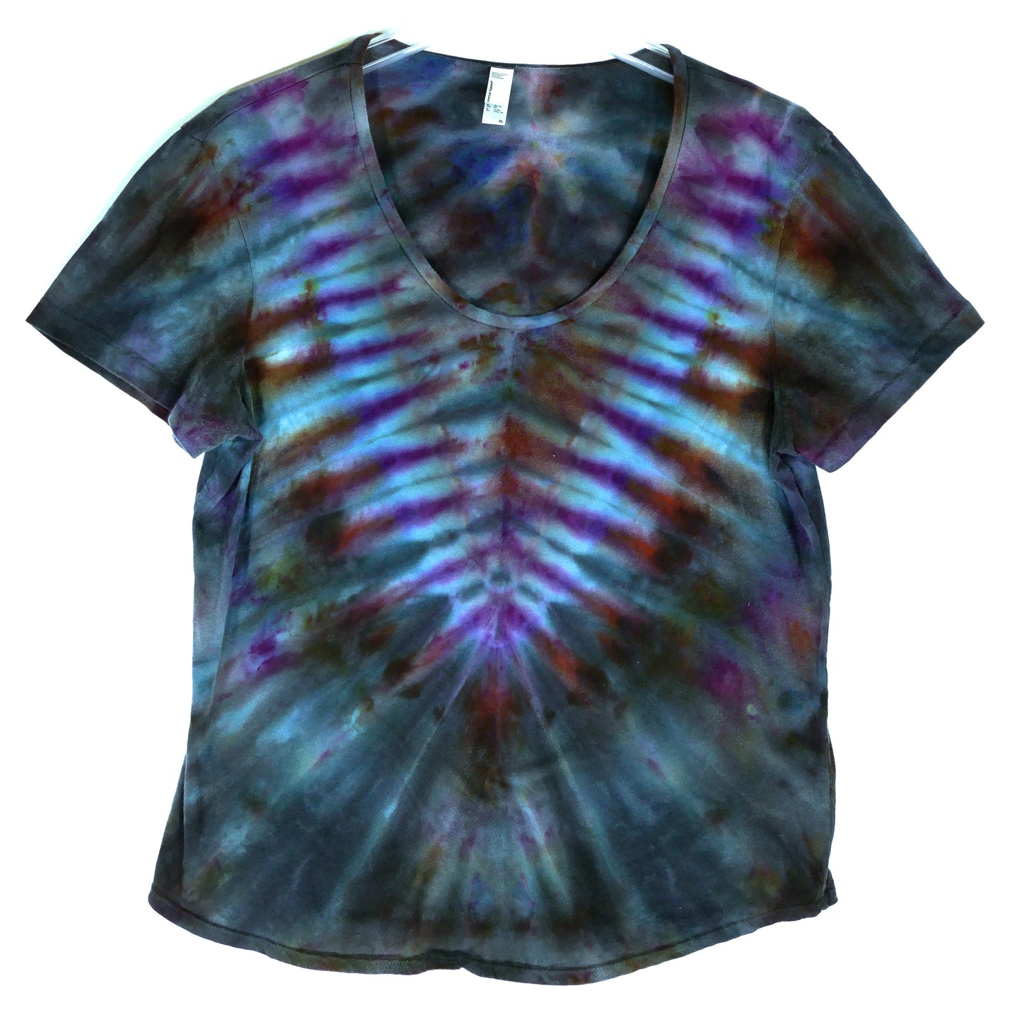 XL SCOOP NECK Tie Dye Tee: Touch of Grey