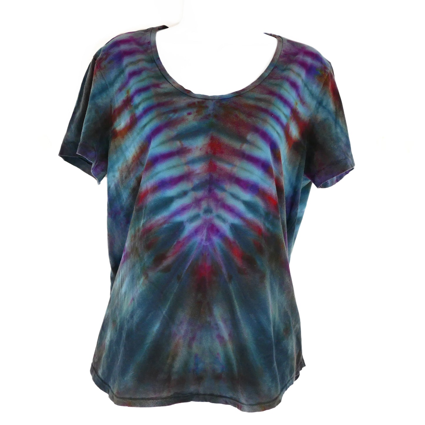 XL SCOOP NECK Tie Dye Tee: Touch of Grey