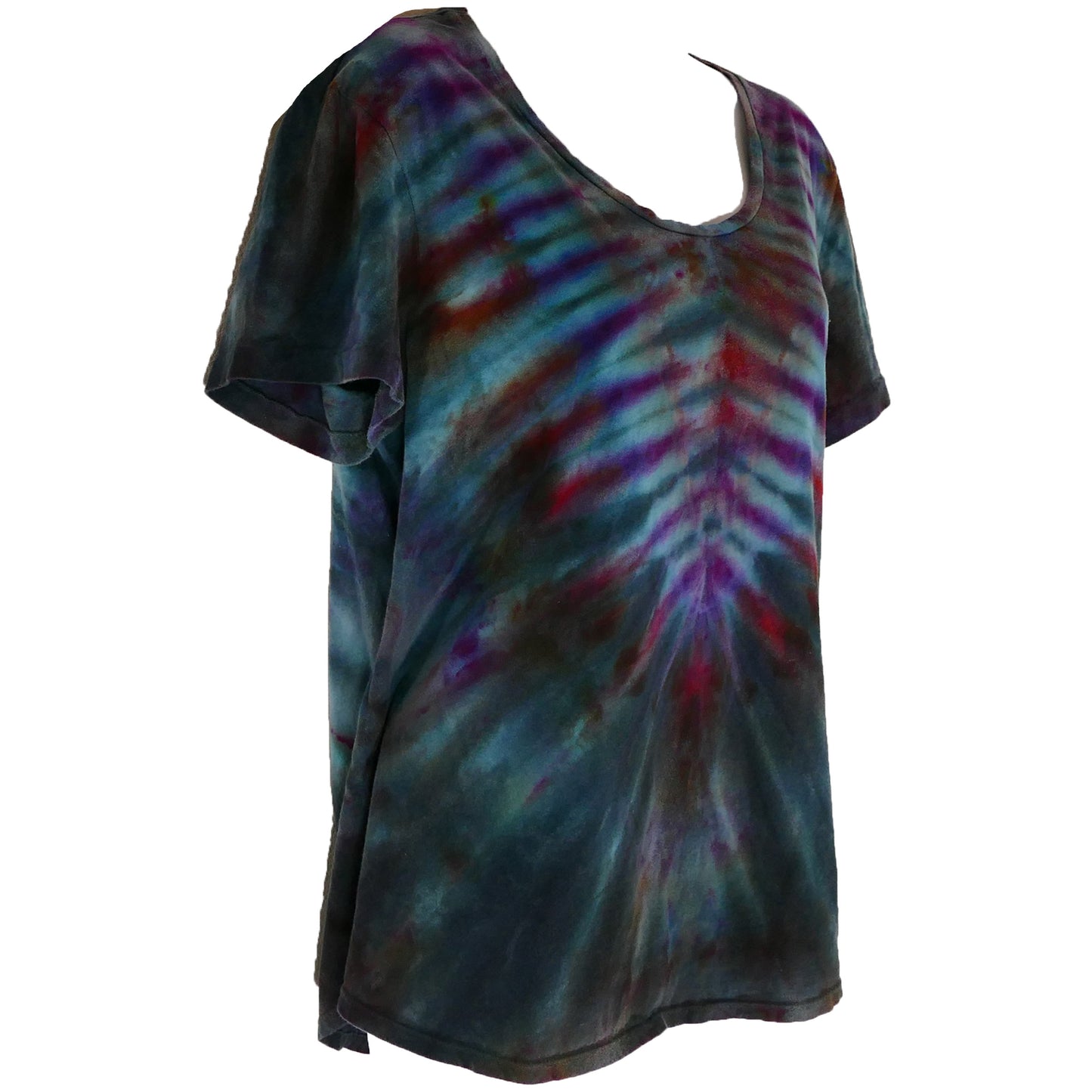 XL SCOOP NECK Tie Dye Tee: Touch of Grey