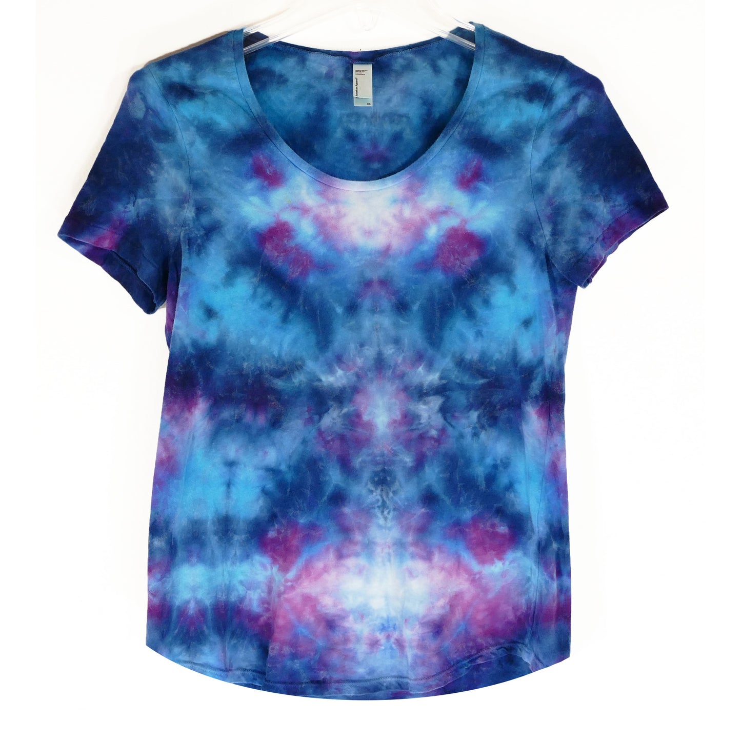 XS SCOOP Neck Tie Dye TEE: Blues and Light
