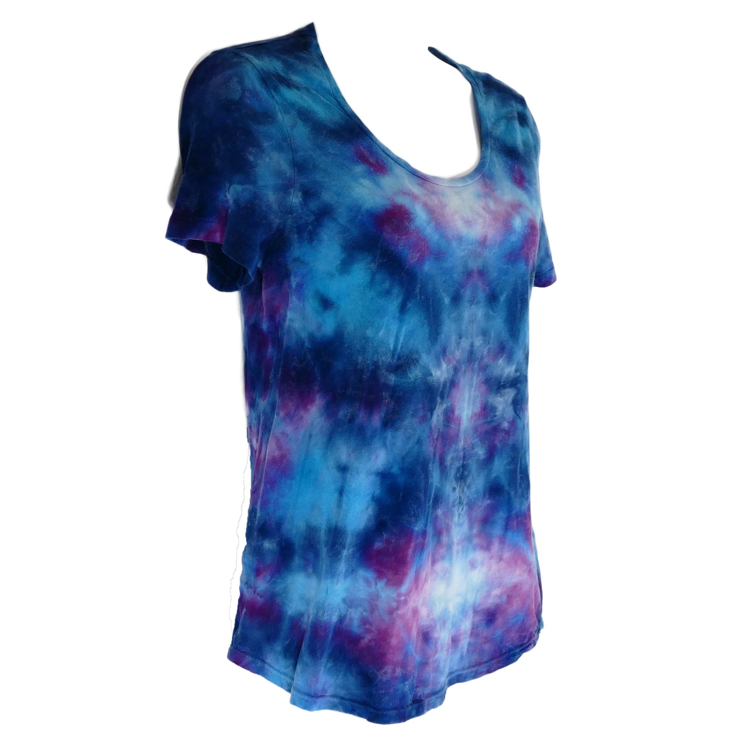 XS SCOOP Neck Tie Dye TEE: Blues and Light