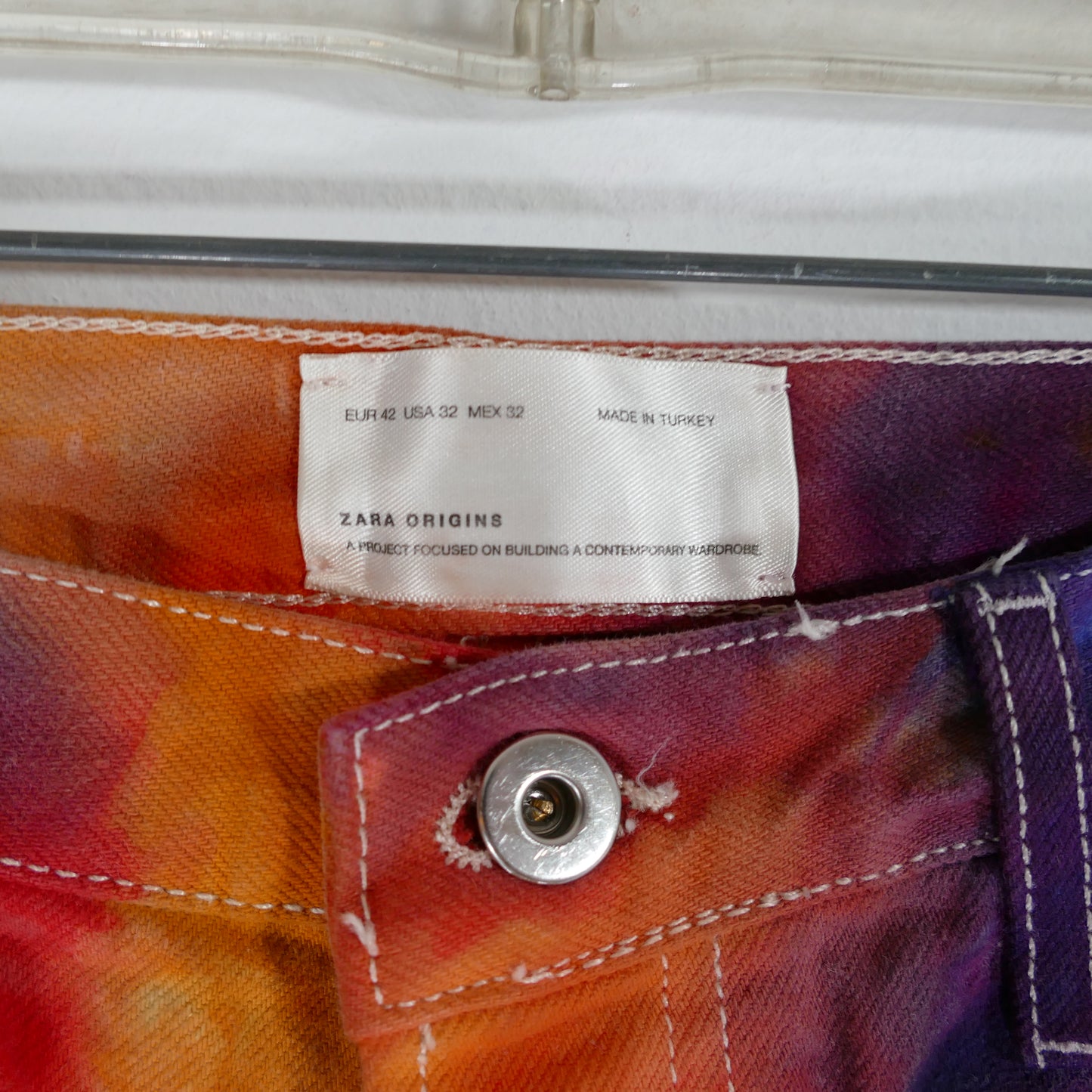 Zara JEANS TIE-DYED RAINBOW size 32