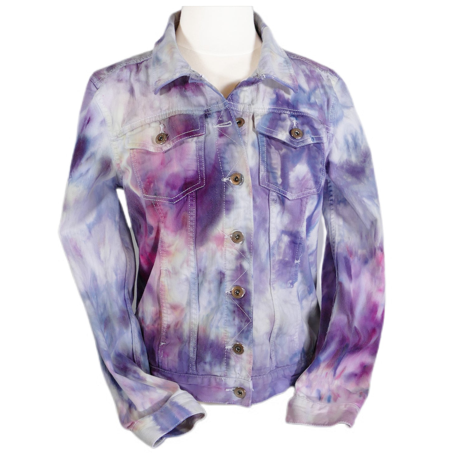 Tie Dyed Denim Jacket-- Love! purple and red: size Medium