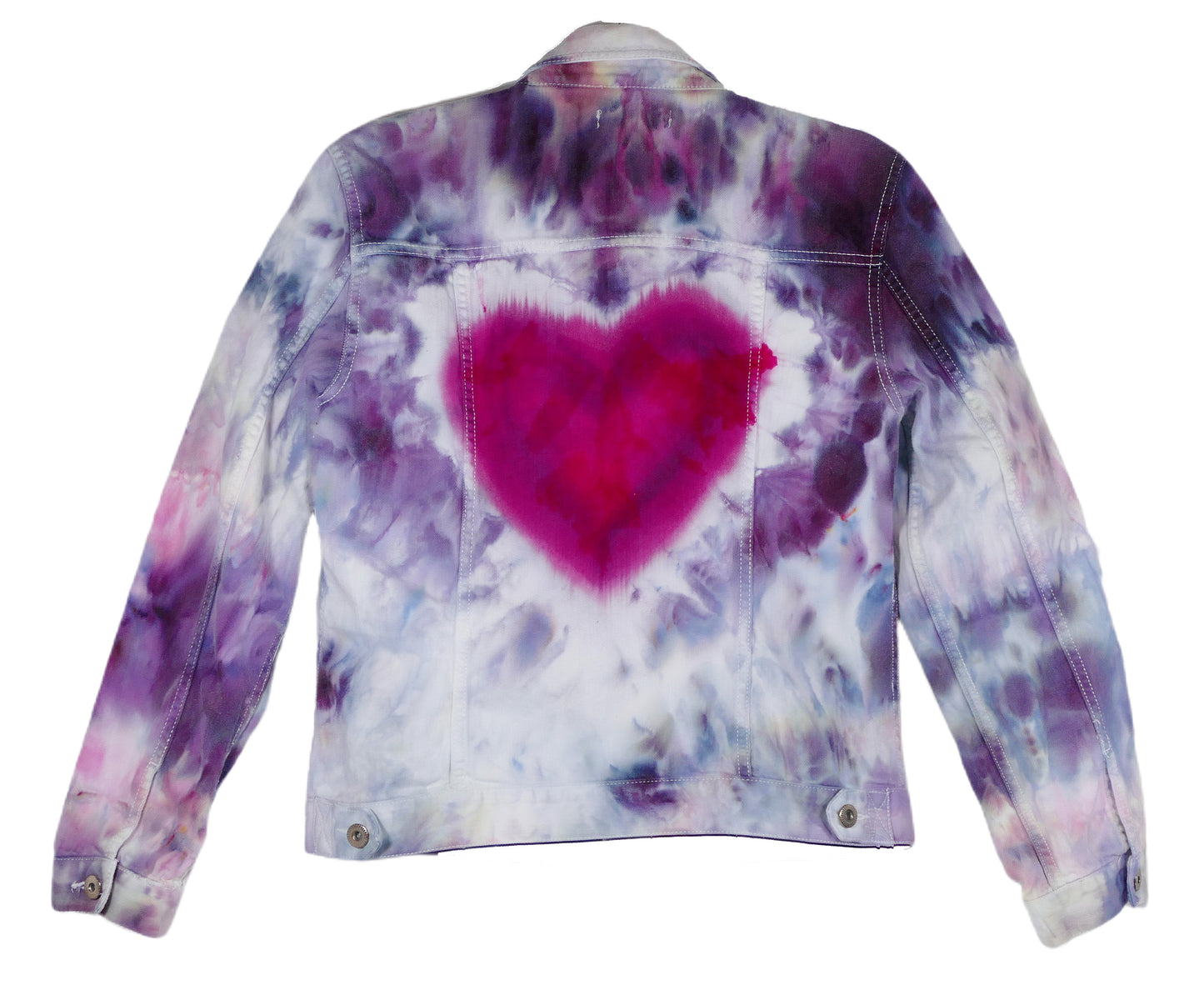 Tie Dyed Denim Jacket-- Love! purple and red: size Medium