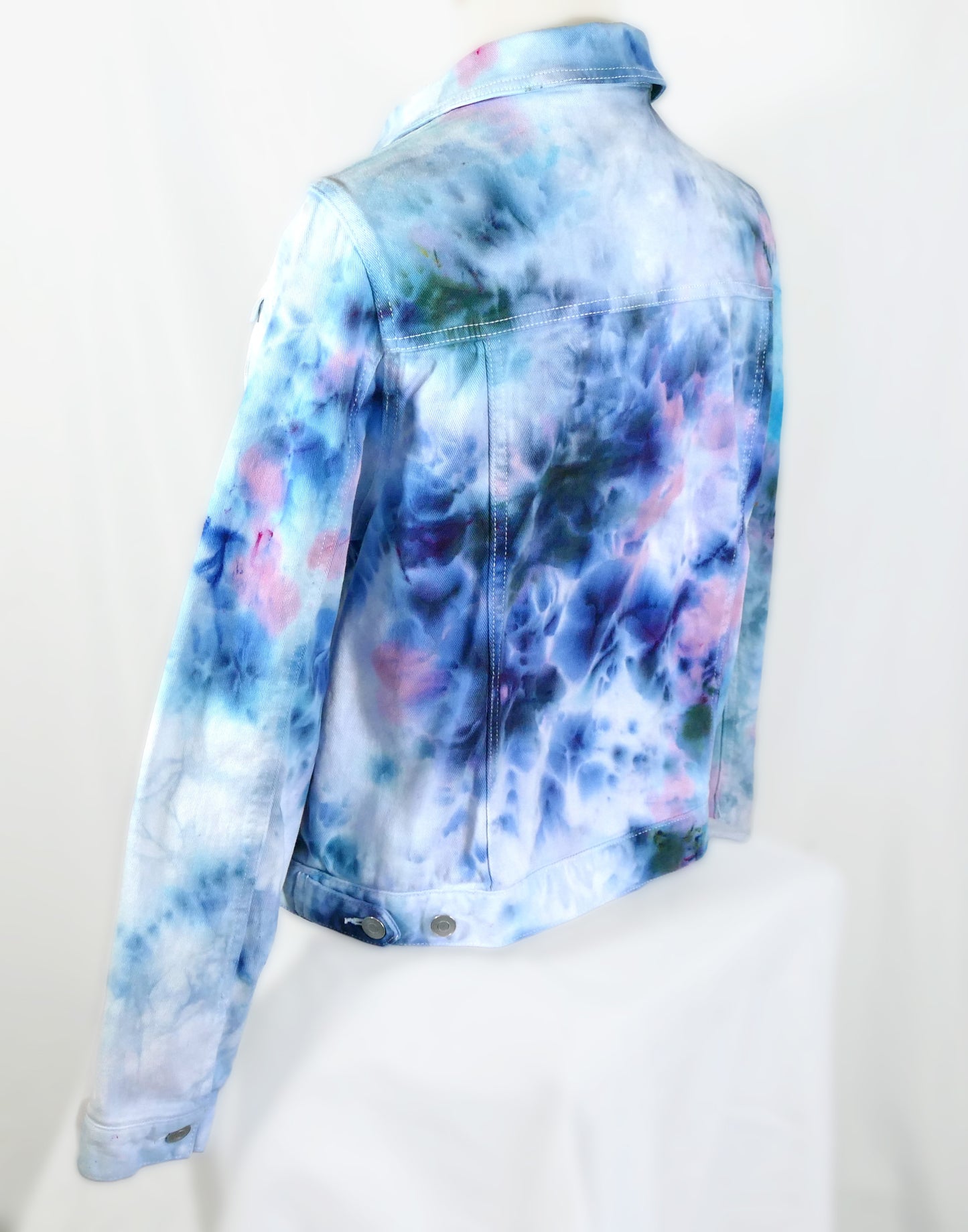 Hand Dyed Denim Jacket: Billowing Blues Size Large