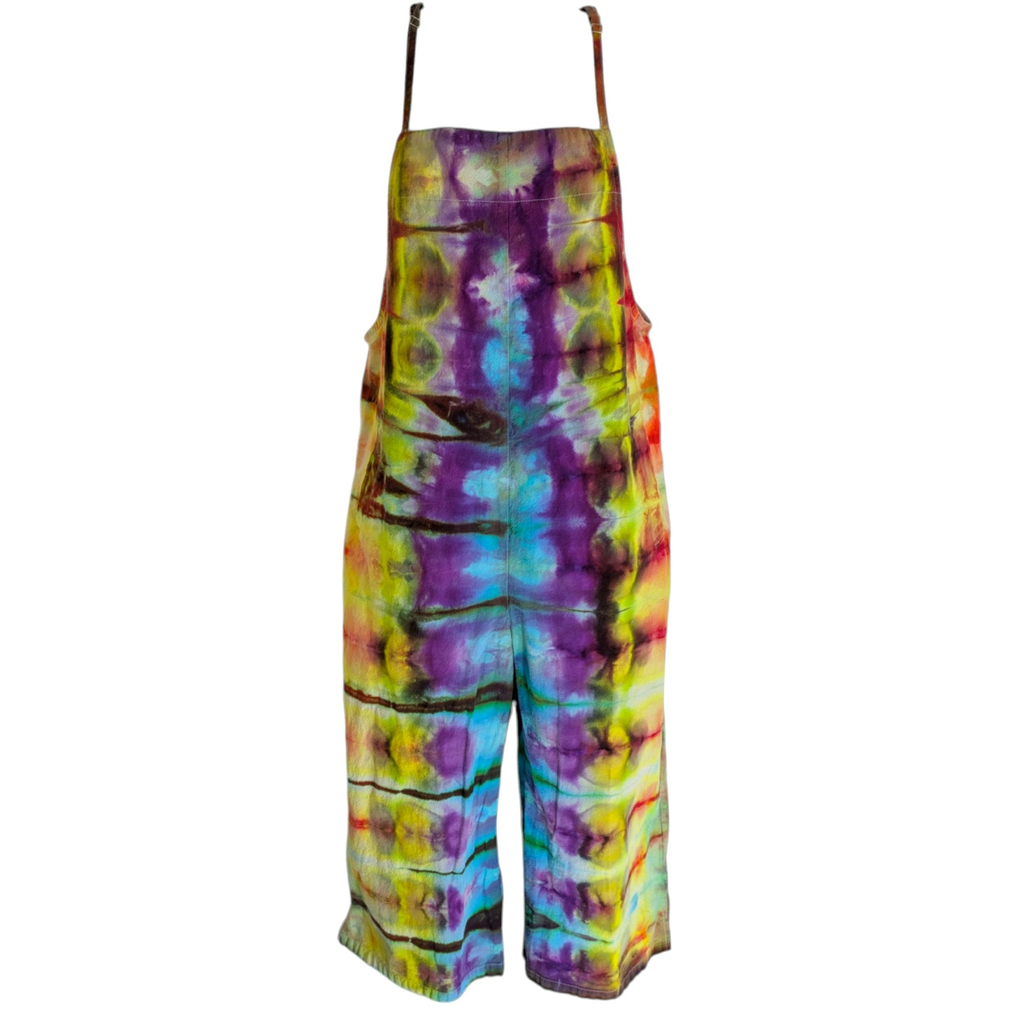 MEDIUM TIE DYED WIDE LEG OVERALLS M FRUIT FLAVORS