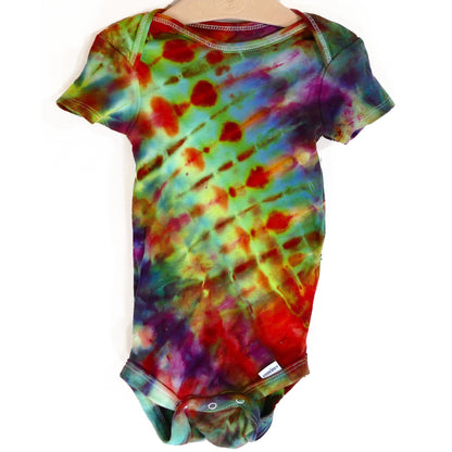 Twelve 12 months  Tie Dyed Onesie rainbow