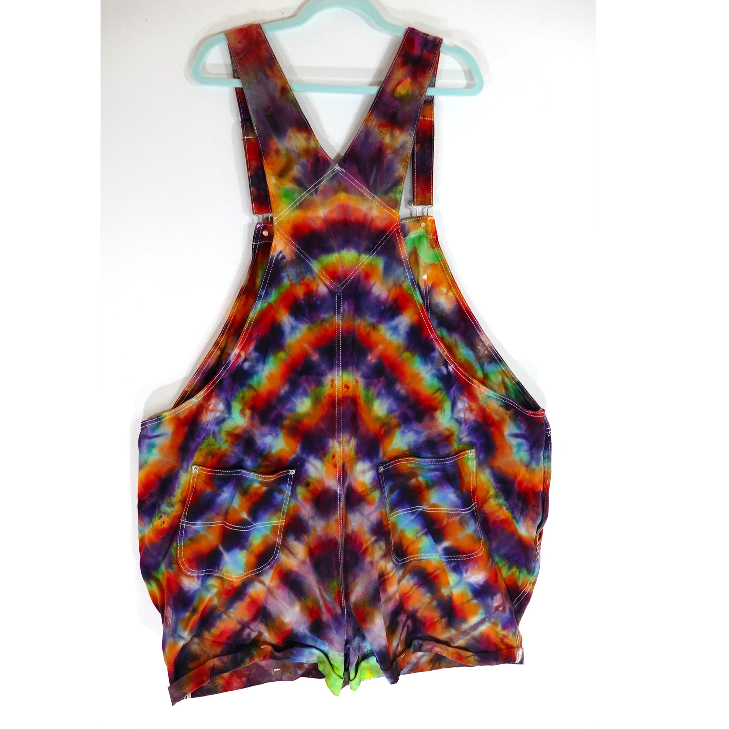 Rainbow tie dye overalls 2024 shorts