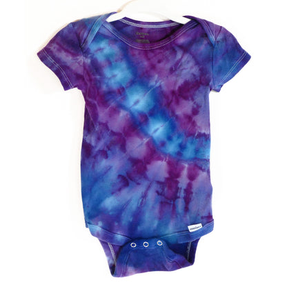 6-9 months Tie Dyed Onesie purple cross body