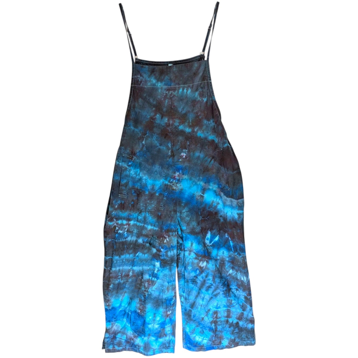 MEDIUM TIE DYED WIDE LEG OVERALLS Blue