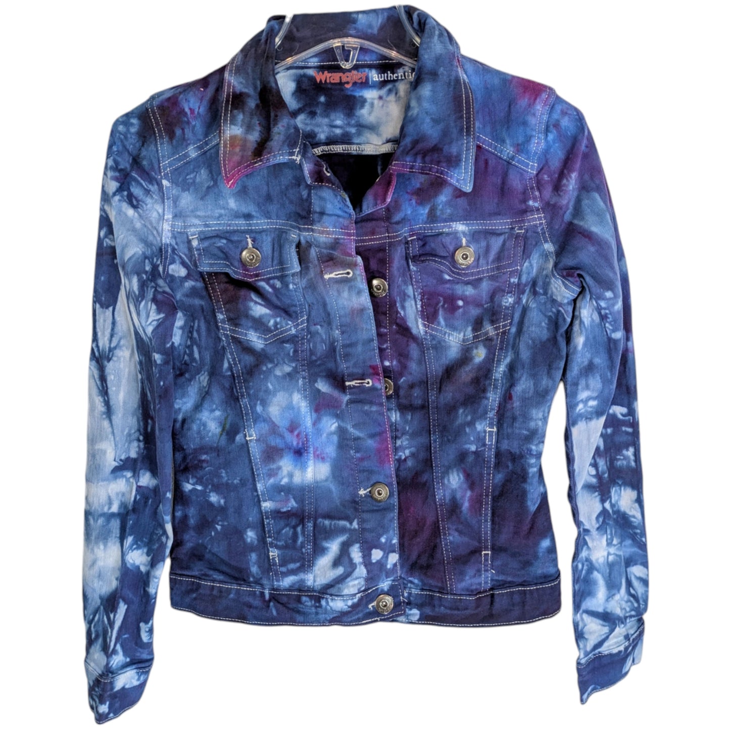 BLUE TIE DYED DENIM JACKET WRANGLER SIZE SMALL