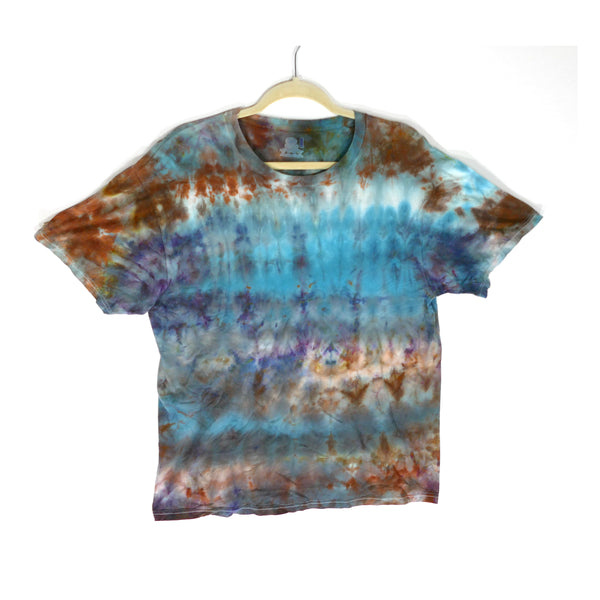 LARGE Tie Dye Tee: earthy blues and browns