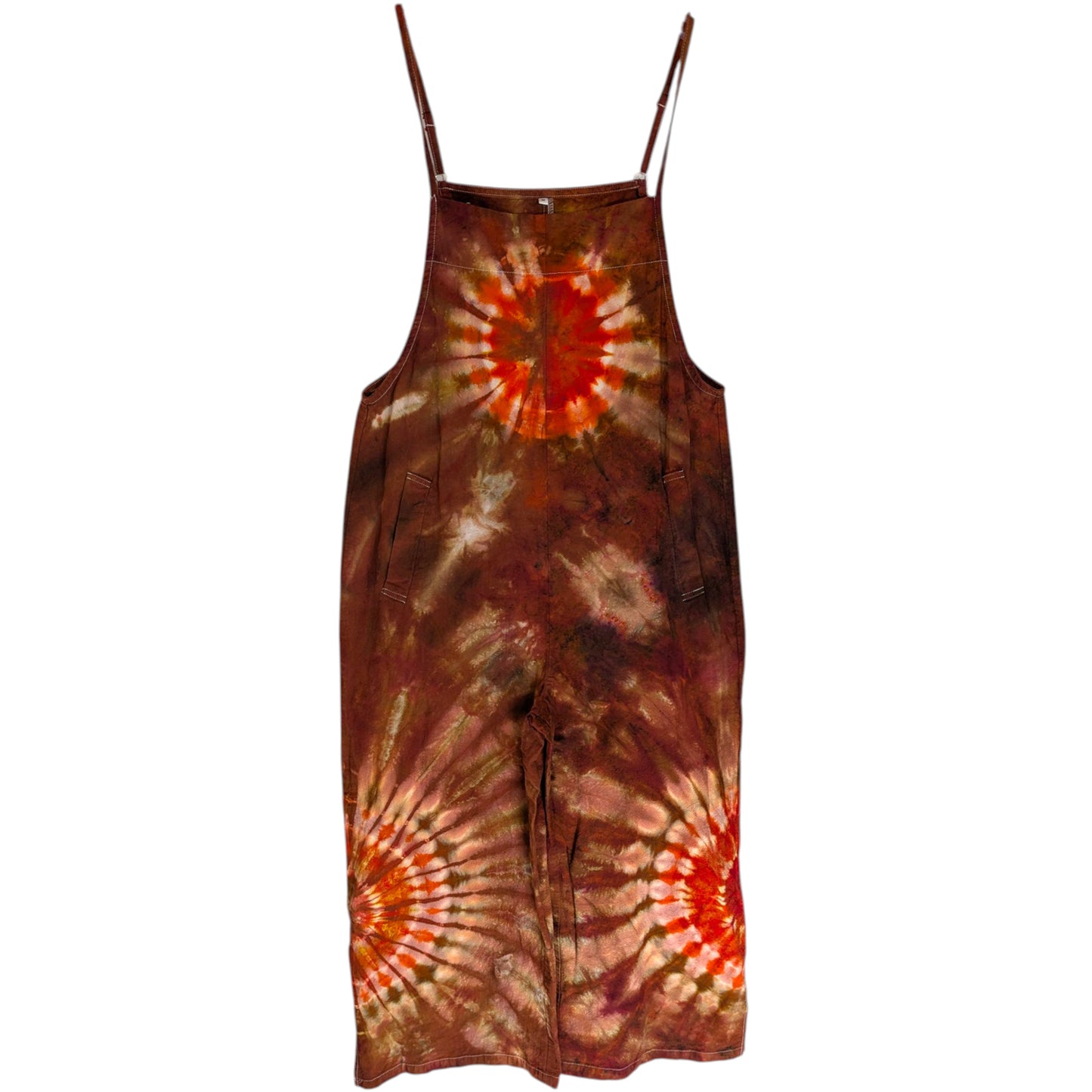 MEDIUM TIE DYED WIDE LEG OVERALLS Orange Sunflowers