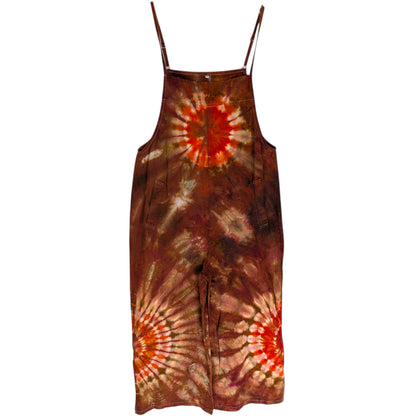 MEDIUM TIE DYED WIDE LEG OVERALLS Orange Sunflowers