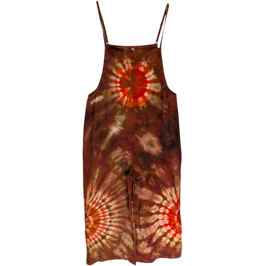 MEDIUM TIE DYED WIDE LEG OVERALLS Orange Sunflowers