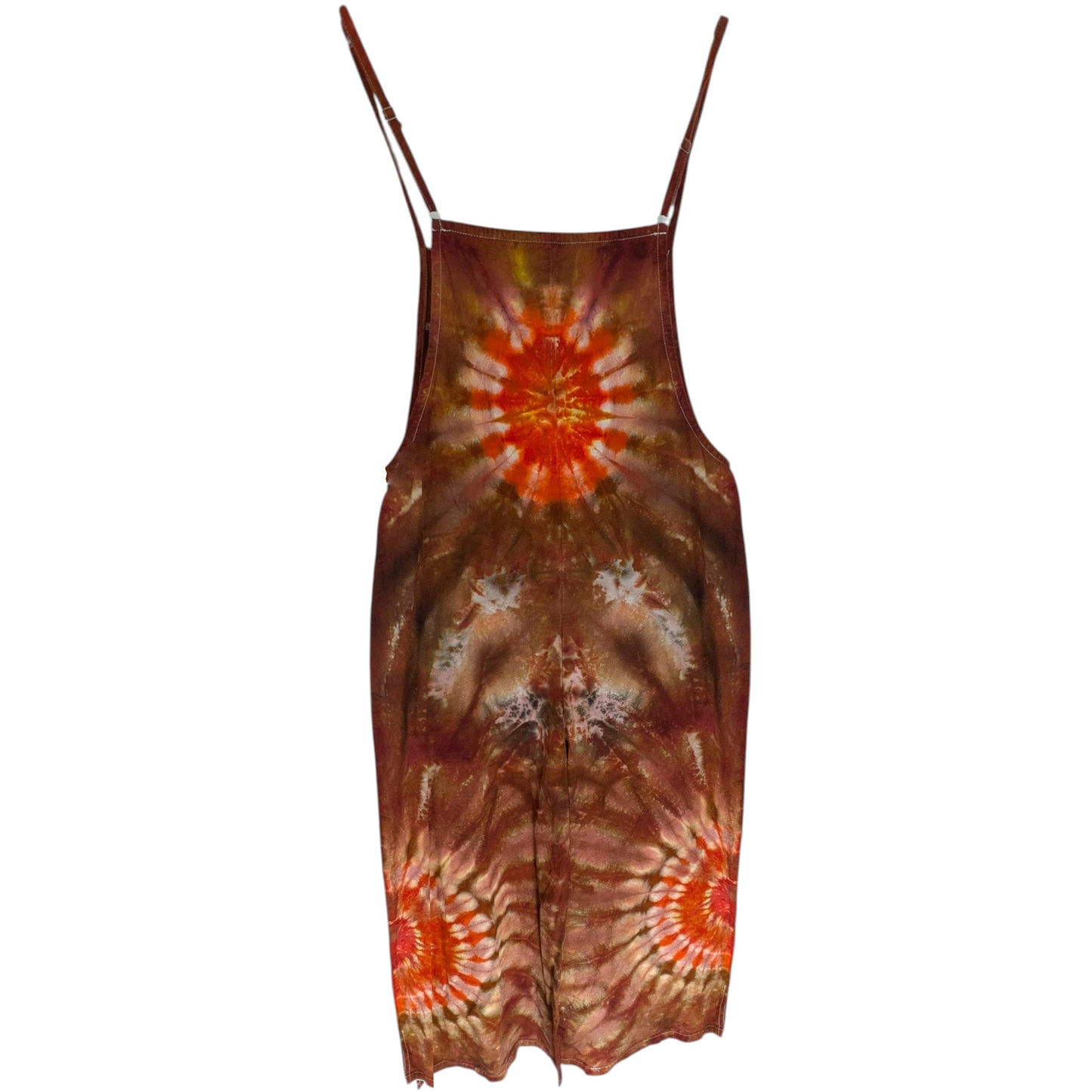 MEDIUM TIE DYED WIDE LEG OVERALLS Orange Sunflowers