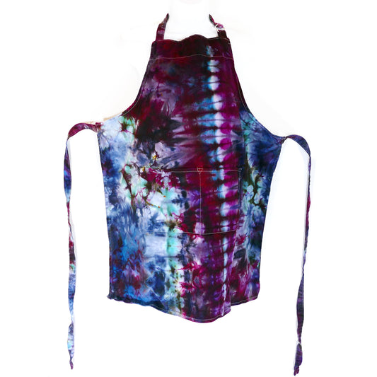 TIE-DYED APRON 2 pockets PURPLES and BLUES