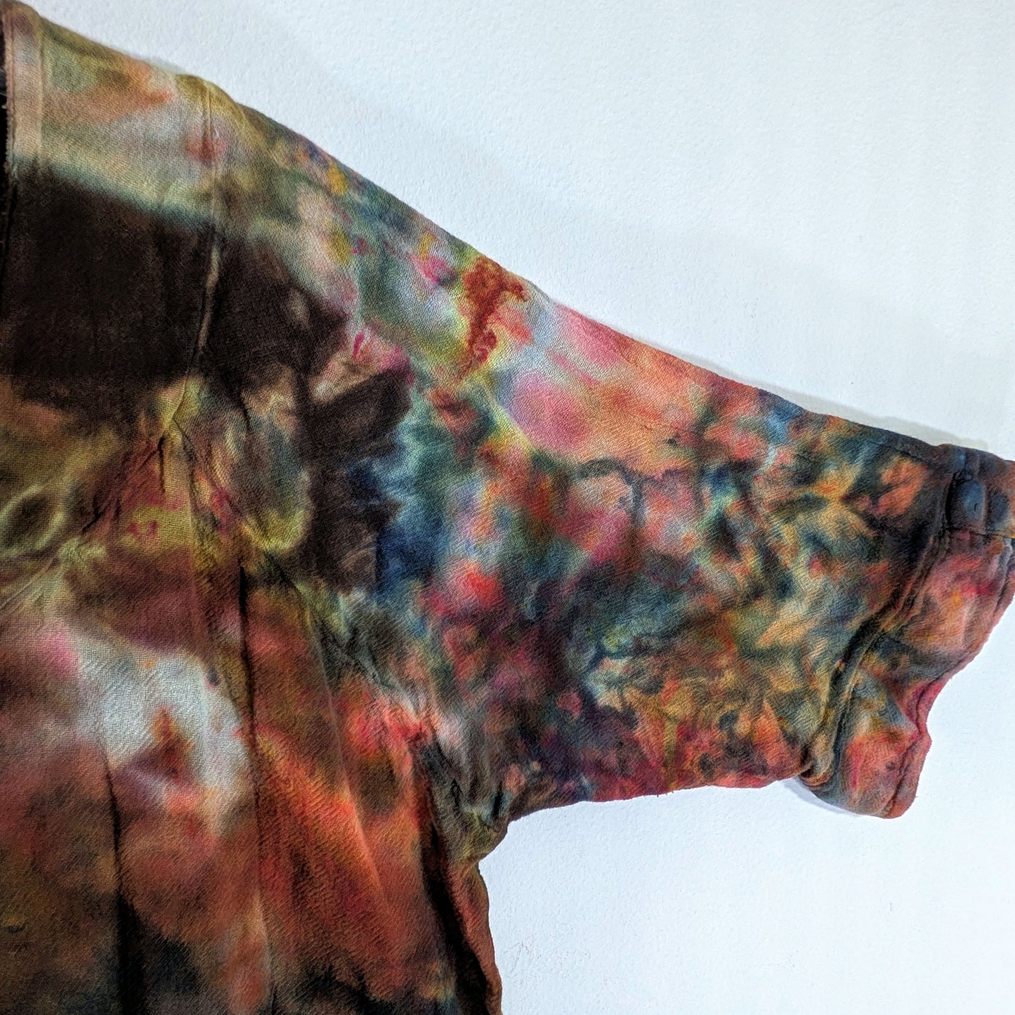 Ice Dyed Gauze shirt -- Copper & Black