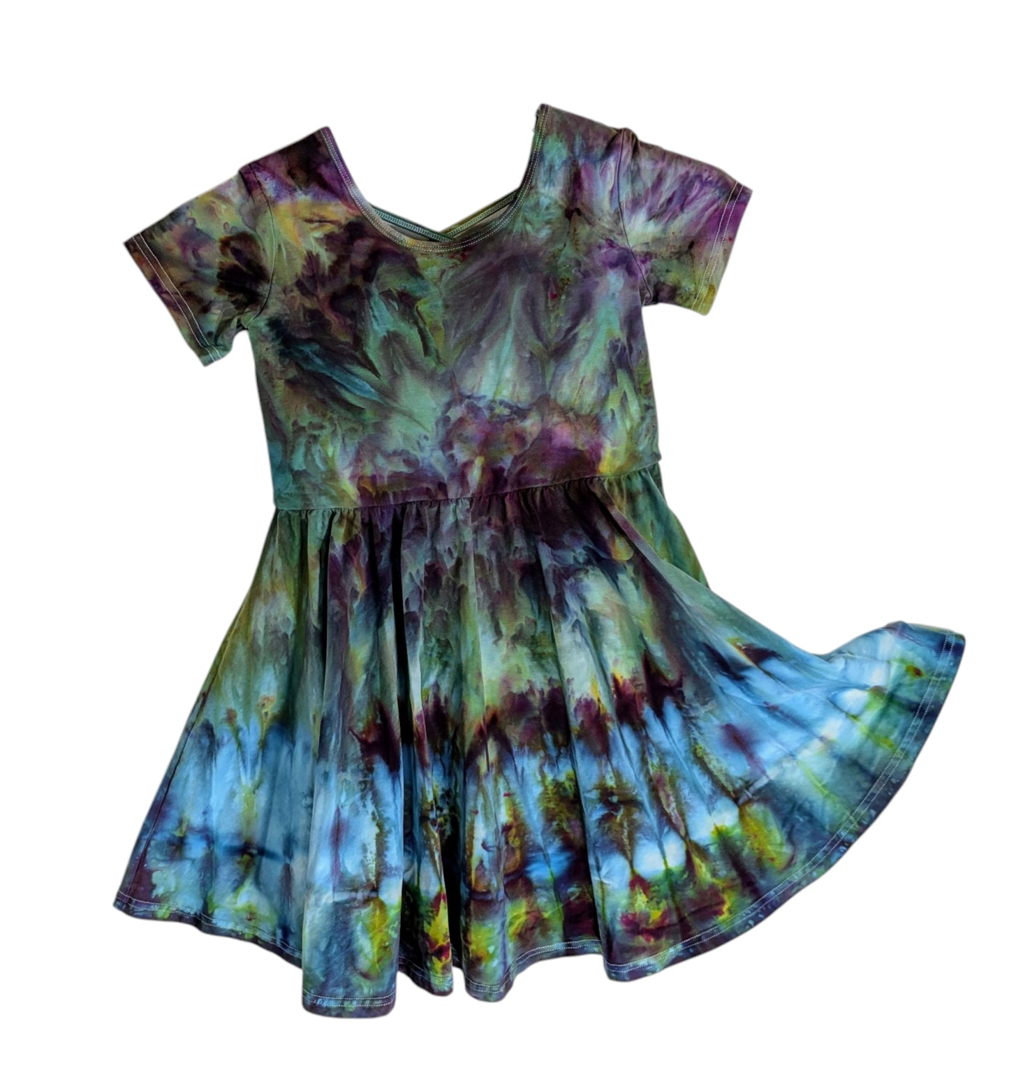 Ice Dyed Dress Girls Size 8 WATERCOLOR GREENS & PURPLE