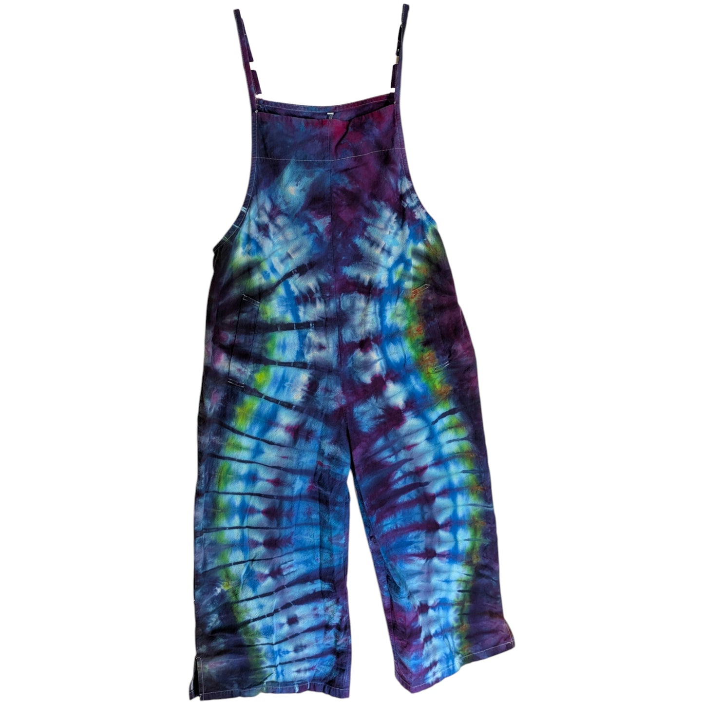 SMALL TIE DYED WIDE LEG OVERALLS S MOSTLY BLUE