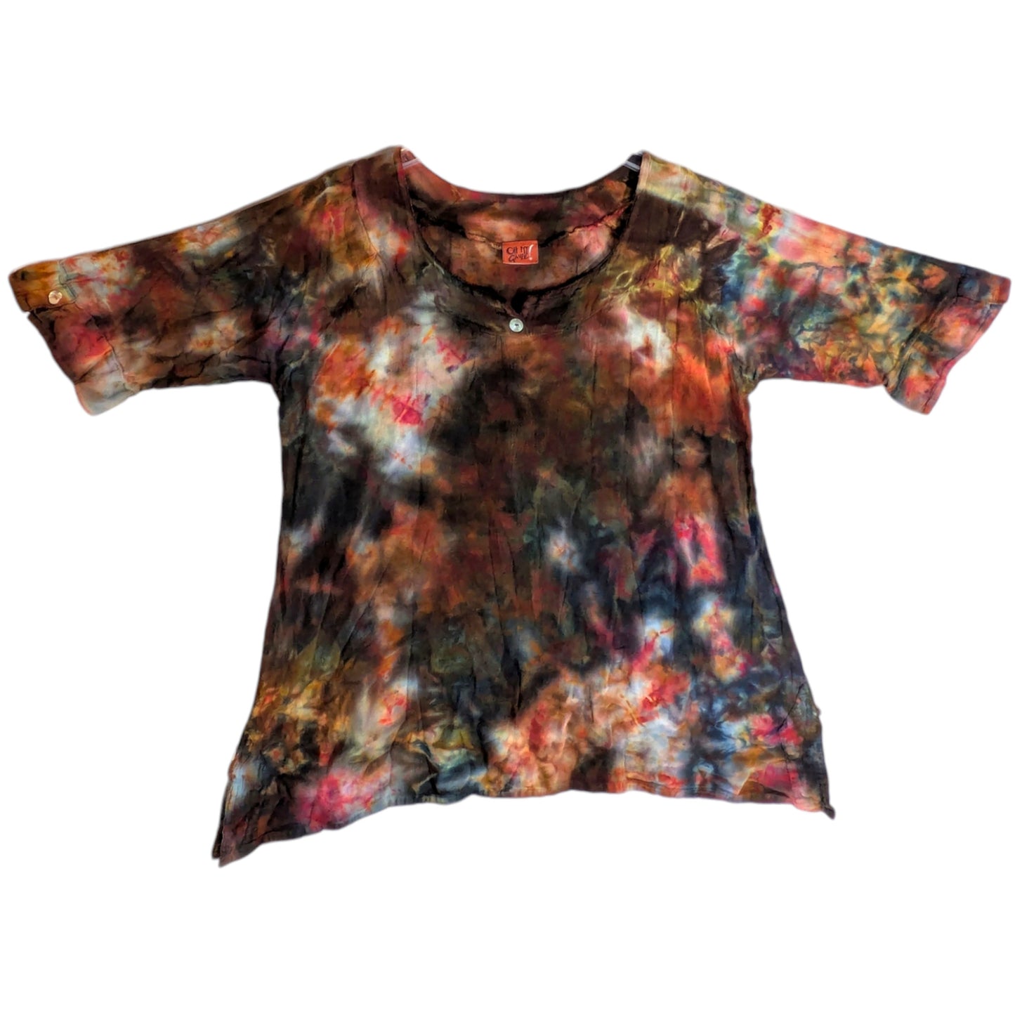 Ice Dyed Gauze shirt -- Copper & Black