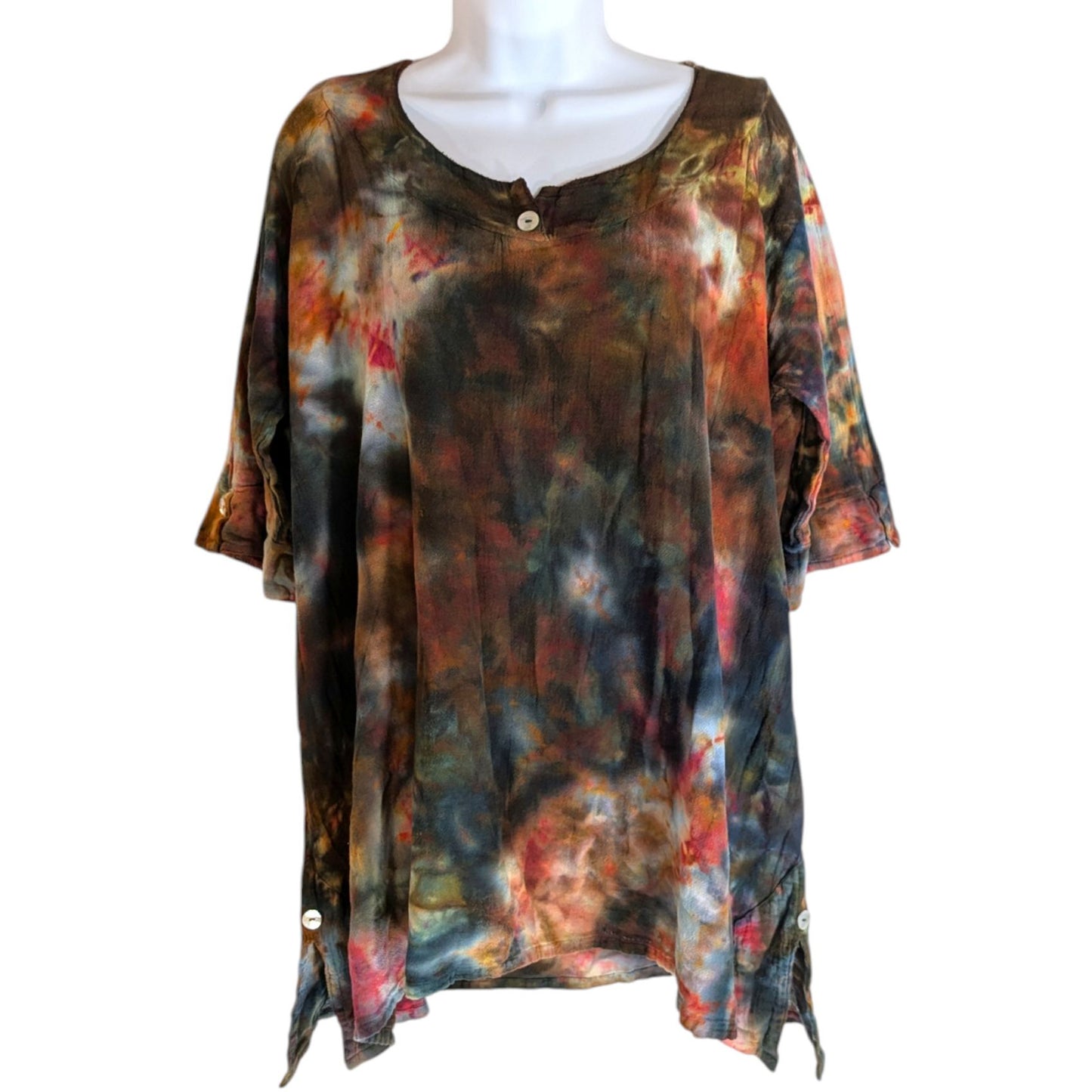 Ice Dyed Gauze shirt -- Copper & Black