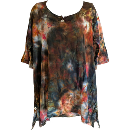 Ice Dyed Gauze shirt -- Copper & Black