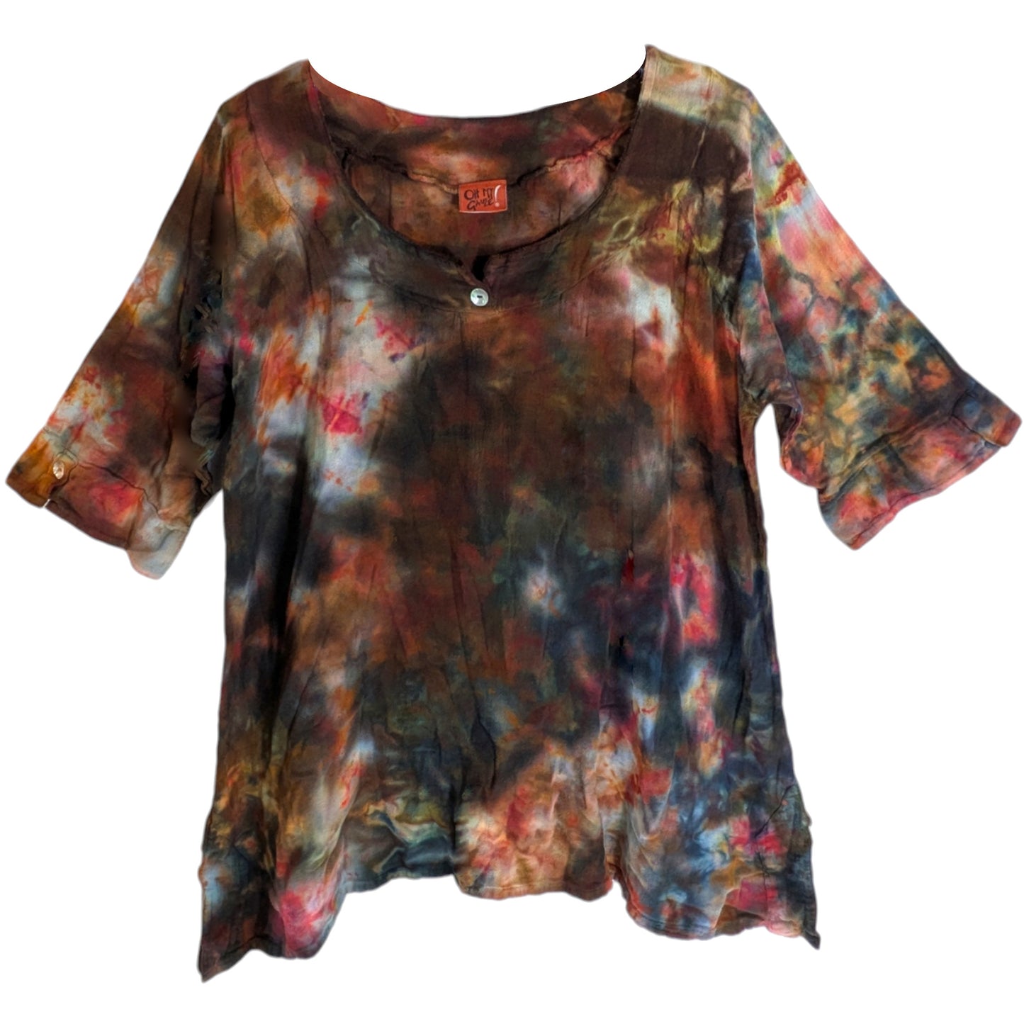 Ice Dyed Gauze shirt -- Copper & Black