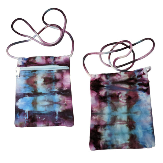 Tie Dyed Little Zipper Bag: Blue and Purple