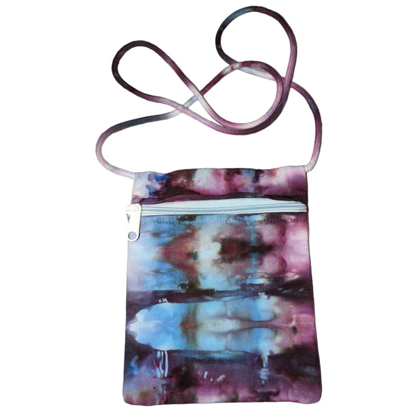 Tie Dyed Little Zipper Bag: Blue and Purple