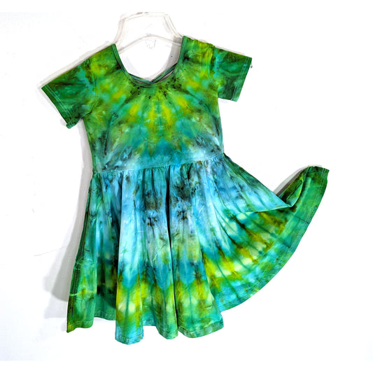 Ice Dyed Dress Girls Size 7 GREEN & BLUE