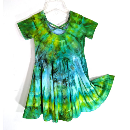 Ice Dyed Dress Girls Size 7 GREEN & BLUE