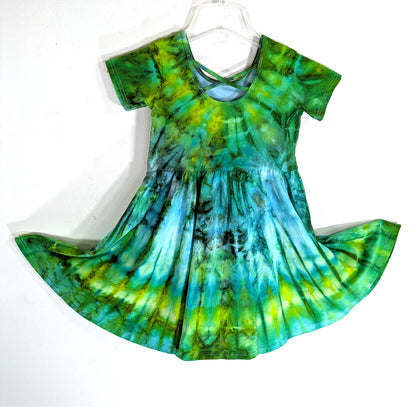 Ice Dyed Dress Girls Size 7 GREEN & BLUE