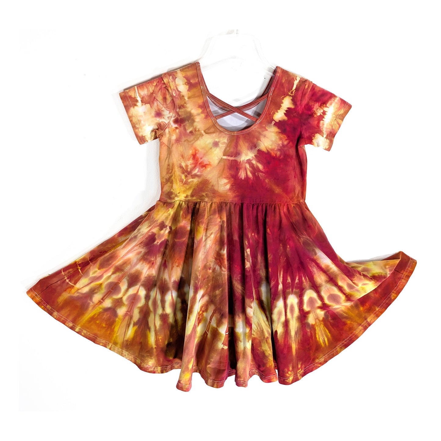 Ice Dyed Dress Girls Size 8 ORANGE