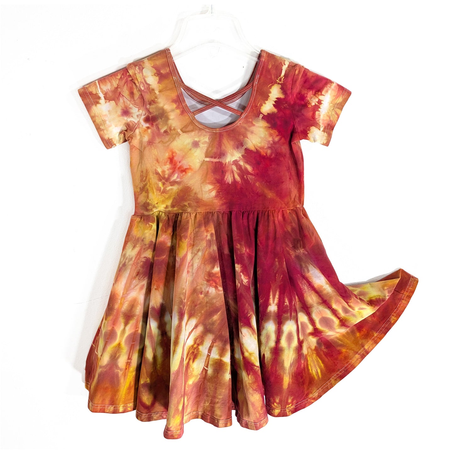 Ice Dyed Dress Girls Size 8 ORANGE