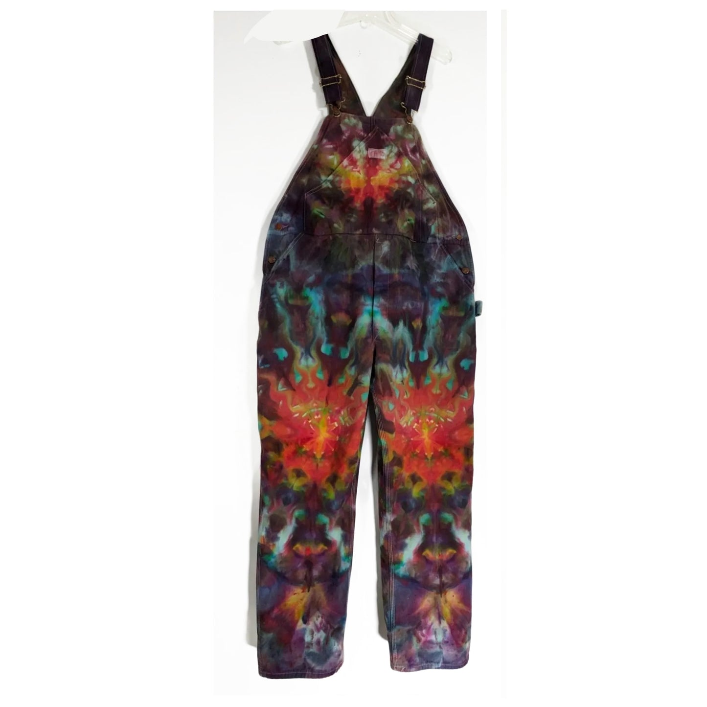 Tie Dyed Overalls Vintage Round House 38x31