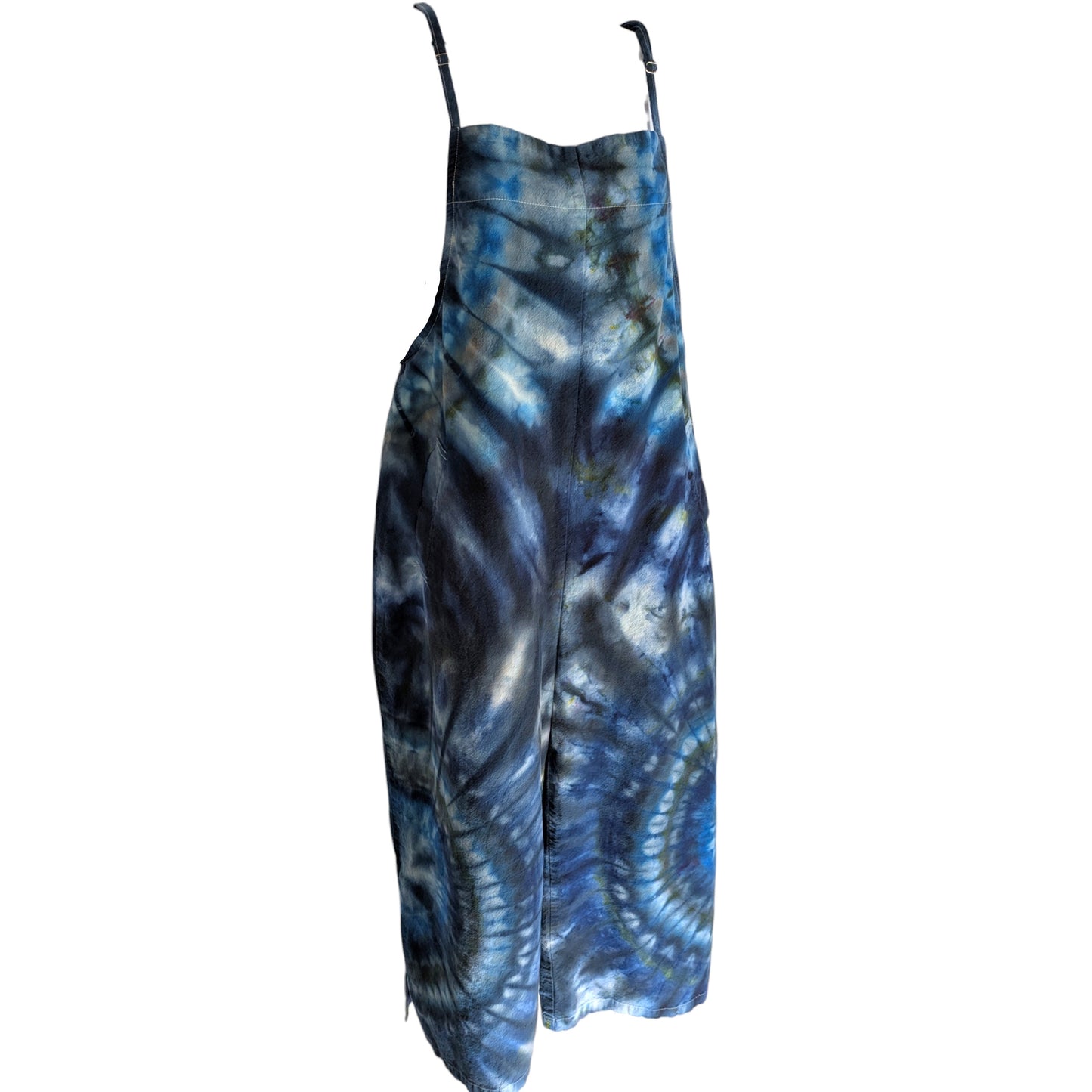 LARGE TIE DYED WIDE LEG OVERALLS L Blue   by request