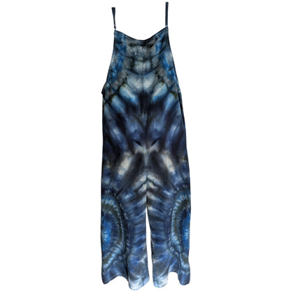 LARGE TIE DYED WIDE LEG OVERALLS L Blue   by request