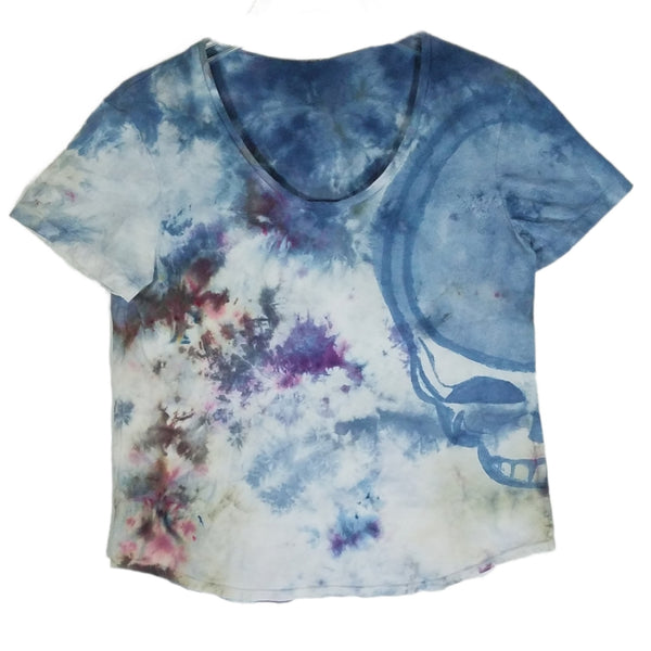 Ice Dyed hand painted Stealie shirt Women's Large Scoop Neck Grateful Dead Inspired
