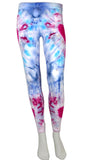 Tie Dyed Leggings! Heart-sided Legs:  Fuchsia Red and Blues MEDIUM
