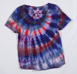 Red & Purple Swirl Scoop Neck Tie-Dyed Shirt Large
