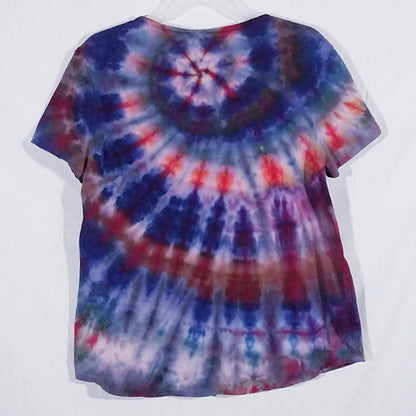 Red & Purple Swirl Scoop Neck Tie-Dyed Shirt Large
