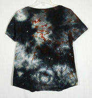 Ladies Large Scoop Neck:  Hand Dyed: Black & White Night Sky